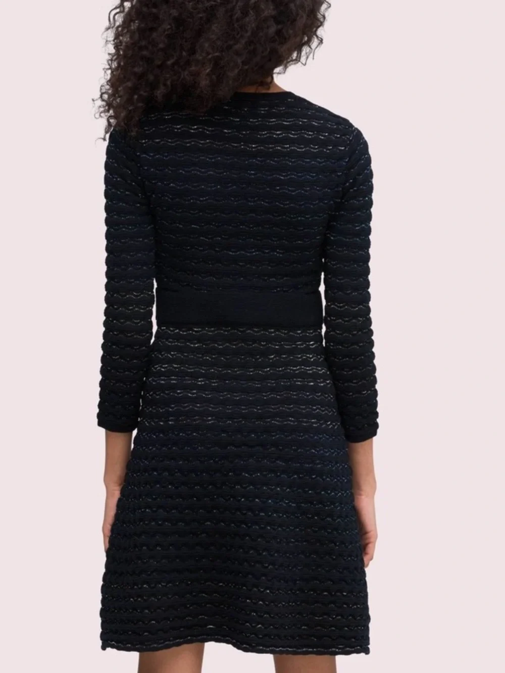 Kate Spade Scallop Shine long sleeve fit flare Sweater Dress size xs